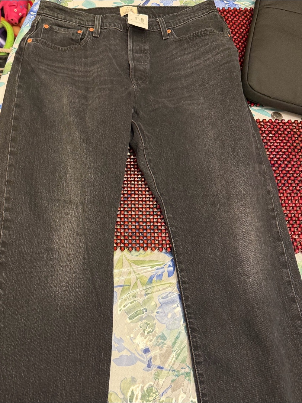Levi's Black Washed Straight Jeans